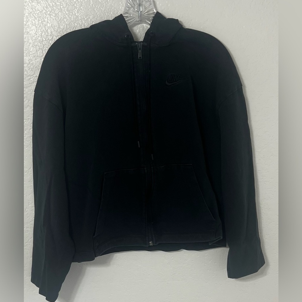 Nike Club Fleece Black Full-Zip Hoodie Sweatshirt unisex Size M
